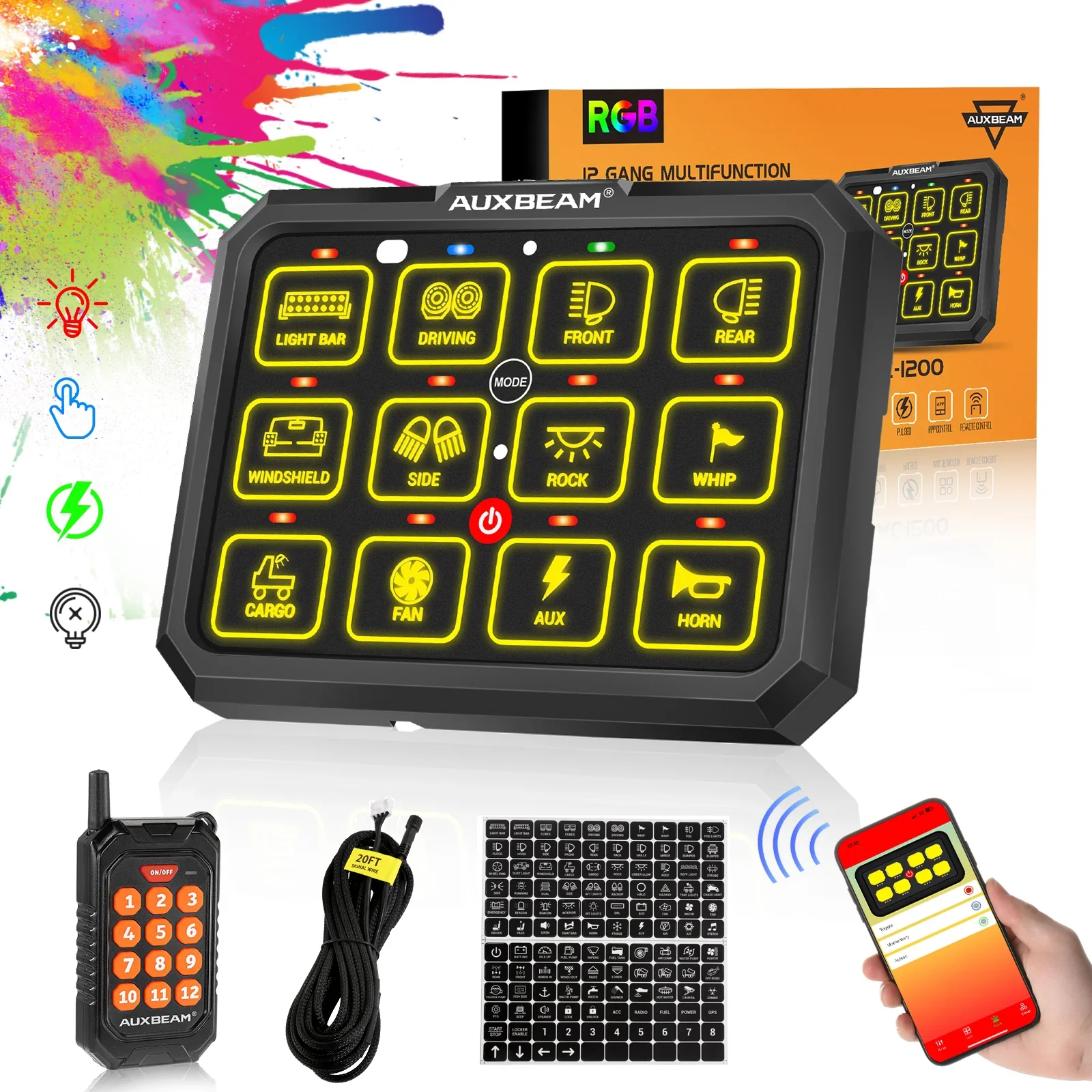 Auxbeam AC-1200 RGB Switch Panel (One-Sided Outlet) - Image 13