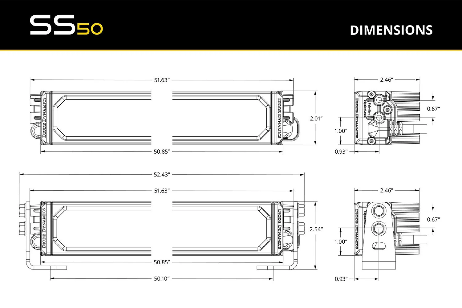 Diode Dynamics SS50 Yellow LED Light Bar For Tacoma - Image 6