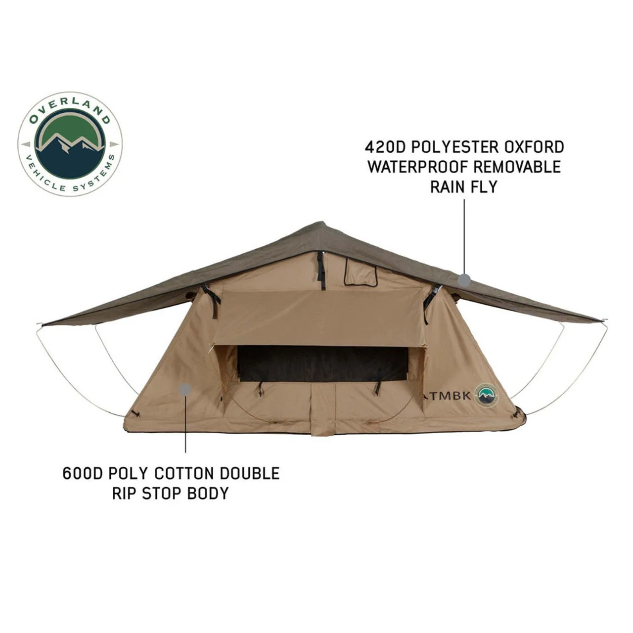 Overland Vehicle Systems LD TMBK 3 Soft Shell Roof Top Tent - Image 2