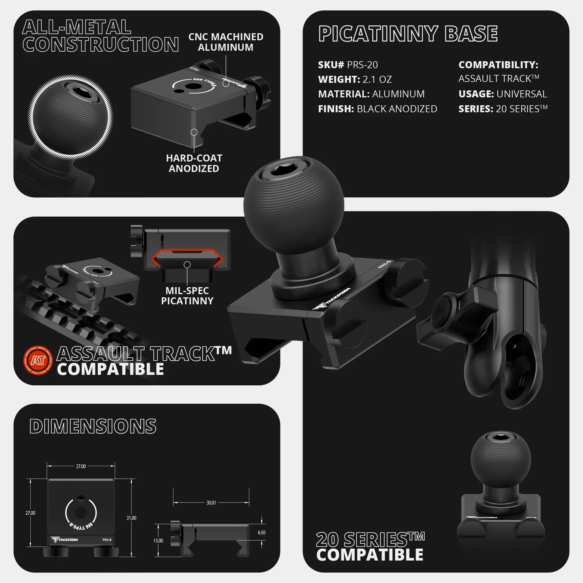Tackform TRAXX™ Assault Track Picatinny Dash Bracket With Dual MagSafe Phone Mounts For tacoma (2016-2023) - Image 11